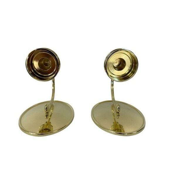 Partylite Gold Oval Mirror Finish Candle Holder Wall Sconces 6" Shiny Glam 2 NEW - Picture 4 of 8